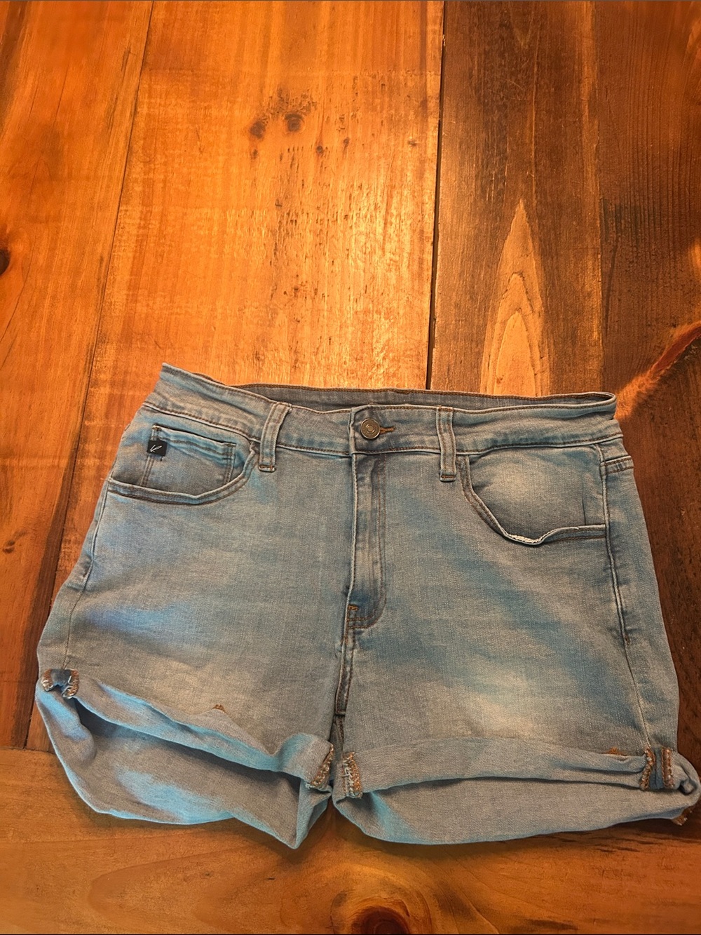 KanCan Light Blue Roll-Cuff Denim Shorts